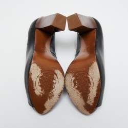 Pre Owned Tory Burch Black Leather Cantrelle Pumps Size 37.5