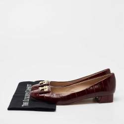 Pre Owned Tory Burch Burgundy Eel Leather Gigi Pumps Size 39