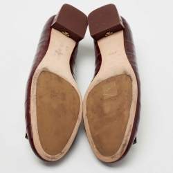 Pre Owned Tory Burch Burgundy Eel Leather Gigi Pumps Size 39