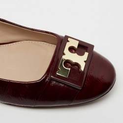 Pre Owned Tory Burch Burgundy Eel Leather Gigi Pumps Size 39