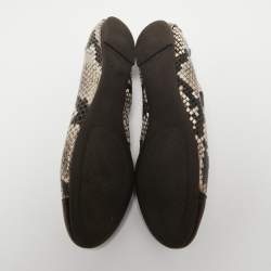 Pre Owned Tory Burch Tri-Color Snakeskin Embossed Leather Cap Toe Scrunch Ballet Flats Size 38