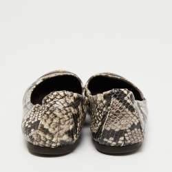 Pre Owned Tory Burch Tri-Color Snakeskin Embossed Leather Cap Toe Scrunch Ballet Flats Size 38