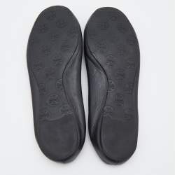 Pre Owned Tory Burch Black Leather Minnie Scrunch Ballet Flats Size 38.5