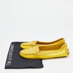 Tory Burch Yellow Patent Leather And Leather Slip On Loafers Size 36.5