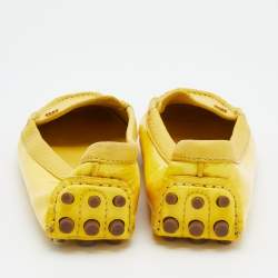 Tory Burch Yellow Patent Leather And Leather Slip On Loafers Size 36.5