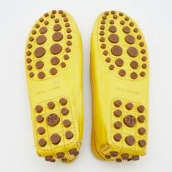 Tory Burch Yellow Patent Leather And Leather Slip On Loafers Size 36.5