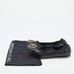 Pre Owned Tory Burch Black Patent Leather Scrunch Ballet Flats Size 36.5