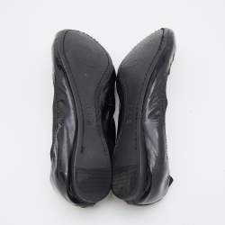Pre Owned Tory Burch Black Patent Leather Scrunch Ballet Flats Size 36.5