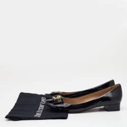 Pre Owned Tory Burch Black Patent Leather Gigi Block Heel Pumps Size 38.5