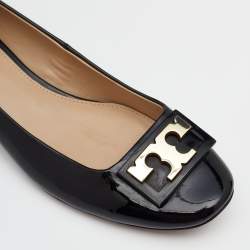 Pre Owned Tory Burch Black Patent Leather Gigi Block Heel Pumps Size 38.5