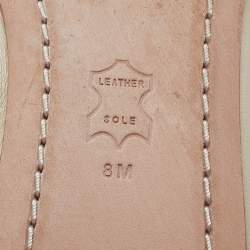 Pre Owned Tory Burch Beige/Gold Leather Logo Plaque Scrunch Ballet Flats Size 38