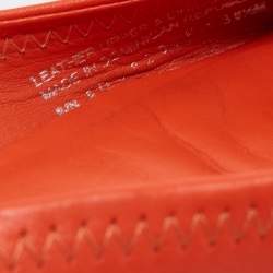 Pre Owned Tory Burch Orange Leather Reva Scrunch Ballet Flats Size 39