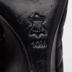 Pre Owned Tory Burch Black Quilted Leather Kaitlin Cap Toe Wedge Pumps Size 40