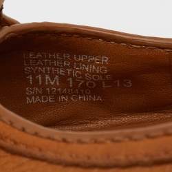 Pre Owned Tory Burch Tan Leather Amanda Peep Toe Wedge Pumps Size 41.5