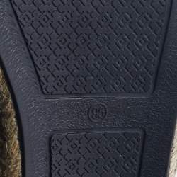 Pre Owned Tory Burch Black Leather Blossom Floral Applique Espadrille Flats Size 40