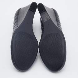 Pre Owned Tory Burch Black Quilted Leather Wedge Pumps Size 39
