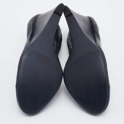 Pre Owned Tory Burch Black Leather Caroline Scrunch Wedge Pumps Size 39