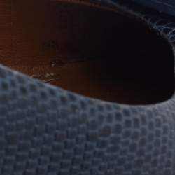 Pre Owned Tory Burch Navy Blue Lizard Embossed Leather Wedge Pumps Size 37.5