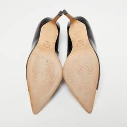 Pre Owned Tory Burch Black/White Patent Leather Elizabeth Pointed Toe Pumps Size 36.5