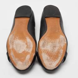 Pre Owned Tory Burch Black Leather Bow Ballet Flats Size 41