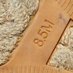 Pre Owned Tory Burch Dark Blue/Beige Lace And Woven Jute Wedge Espadrille Sandals Size 38.5