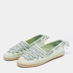 Tory Burch Green Canvas Espadrille Flats Size 37