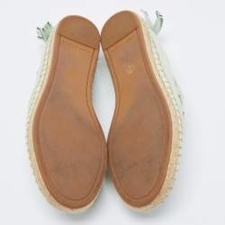 Tory Burch Green Canvas Espadrille Flats Size 37