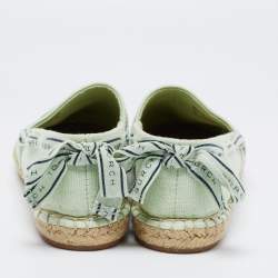 Tory Burch Green Canvas Espadrille Flats Size 37