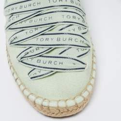 Tory Burch Green Canvas Espadrille Flats Size 37