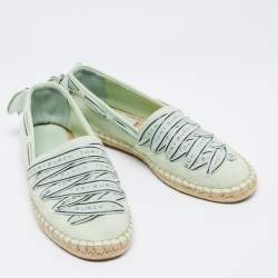 Tory Burch Green Canvas Espadrille Flats Size 37