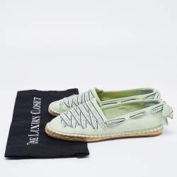 Tory Burch Green Canvas Espadrille Flats Size 37