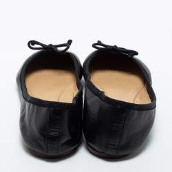 Pre Owned Tory Burch Black Leather Bow Ballet Flats Size 39