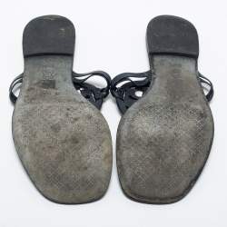 Pre Owned Tory Burch Blue Leather Thong Flats Size 38.5