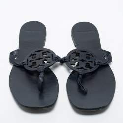 Pre Owned Tory Burch Blue Leather Thong Flats Size 38.5