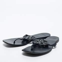 Pre Owned Tory Burch Blue Leather Thong Flats Size 38.5