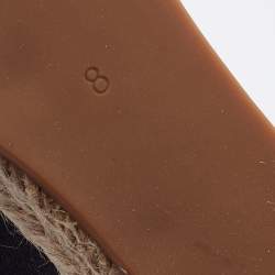 Pre Owned Tory Burch Black Canvas Wedge Open Toe Sandals Size 38