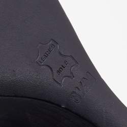 Pre Owned Tory Burch Navy Blue Quilted Leather Kaitlin Metal Cap Toe Wedge Pumps Size 39