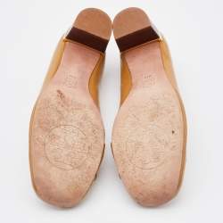 Pre Owned Tory Burch Light Brown Patent Leather Marion Block Heel Pumps Size 36.5