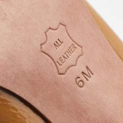 Pre Owned Tory Burch Light Brown Patent Leather Marion Block Heel Pumps Size 36.5