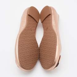 Pre Owned Tory Burch Metallic Rose Gold Leather Ballet Flats Size 38.5
