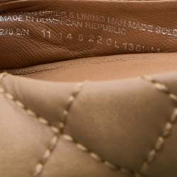 Pre Owned Tory Burch Beige Quilted Leather Quinn Ballet Flats Size 37