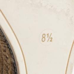 Pre Owned Tory Burch Black Canvas and Leather Espadrille Platform Wedge Pumps Size 39