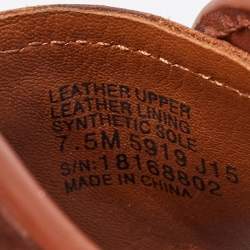 Pre Owned Tory Burch Brown Leather Patti  Platform Sandals Size 37.5