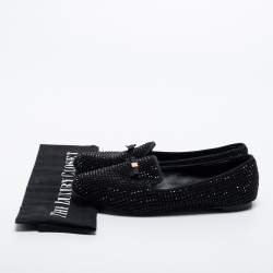 Pre Owned Tory Burch Black Crystal Embellished Suede Chandra Smoking Loafer Size 36.5