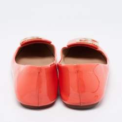 Pre Owned Tory Burch Orange Patent Leather Ballet Flats Size 36.5