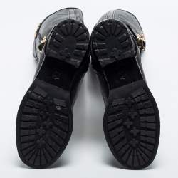 Pre Owned Tory Burch Black Leather Knee Length Boots Size 38