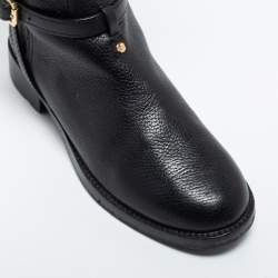 Pre Owned Tory Burch Black Leather Knee Length Boots Size 38
