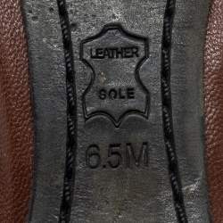 Pre Owned Tory Brown/Black Leather Caroline Ballet Flats Size 36.5