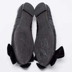 Pre Owned Tory Burch Black Leather Ballet Scrunch Flats Size 37.5