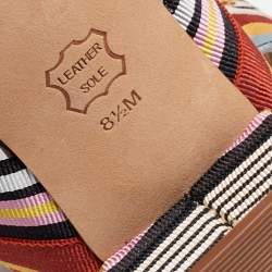 Pre Owned Tory Burch Multicolor Canvas Block Heel Slingback Sandals Size 39